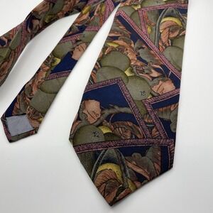 Cellini Collection Mens 100 Silk Fruit Leaf Print Necktie